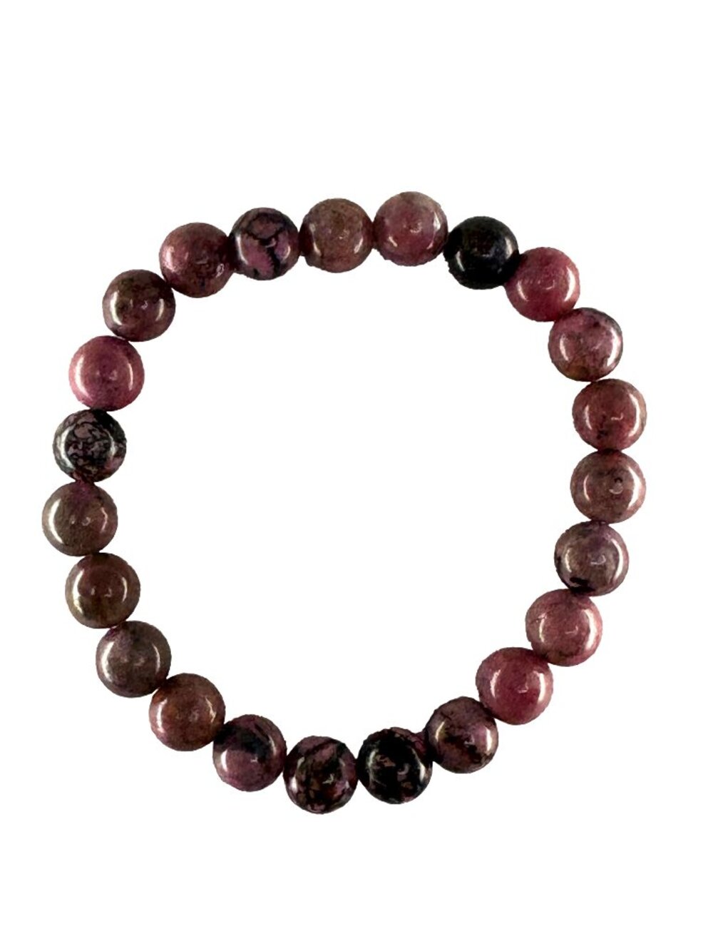 8mm Natural Red Black Rhodonite Bead Bracelet Heart Chakra Balance Healing Gift